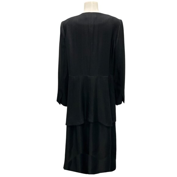 Partow Black Double Layer Silk Mid-Length Coat - Picture 3 of 5